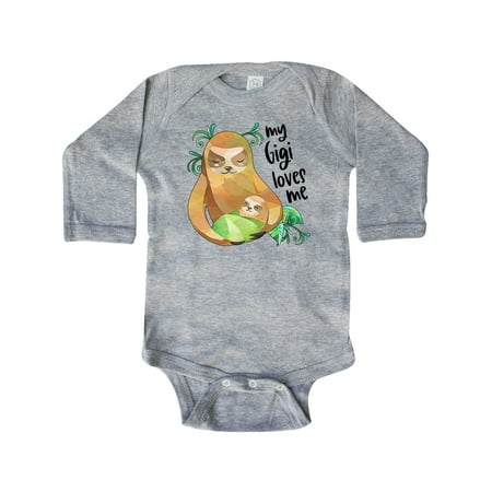 

Inktastic My Gigi Loves Me Cute Sloth and Baby Gift Baby Boy or Baby Girl Long Sleeve Bodysuit