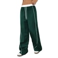 thumbnail image 5 of Women's Wide Leg Track Pants with Pockets, High Waisted Drawstring Sweatpants, Side Stripe Casual Lounge Workout Pants, 5 of 8