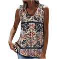 thumbnail image 1 of Birdeem Mode Femme Été Sans Manches Col en V Chandail Imprimé Blouse Décontractée, 1 of 5
