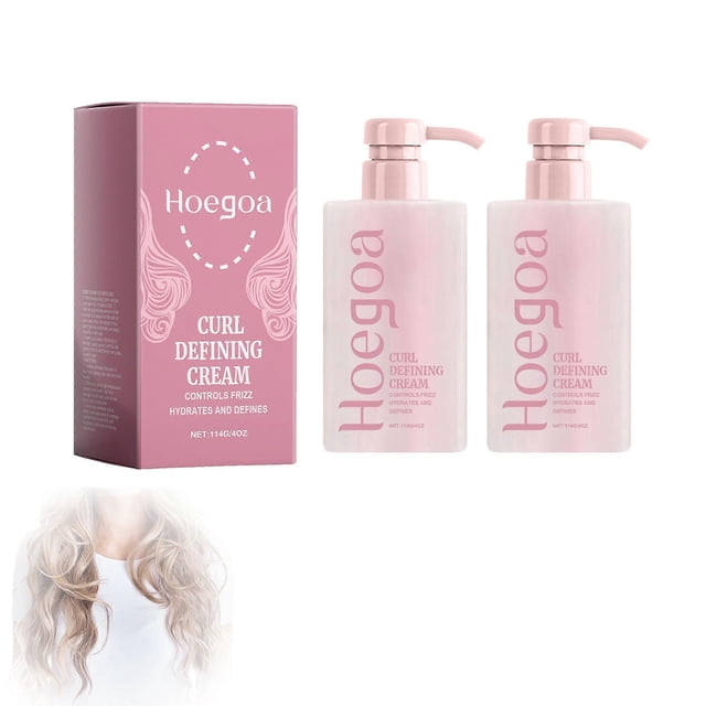 Crema definidora de rizos para cabello ondulado y rizado, antiencrespamiento con manteca de karité y aceite de coco, 2 unidades