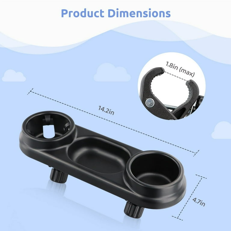 Retrok Stroller Cup Holder Snack Tray Catcher 360Rotating, 2 in 1 Universal  Stroller Tray with Drink Holder, Non-Slip Grip Clip Stroller Tray  Compatible with Almost All StrollersBlack 