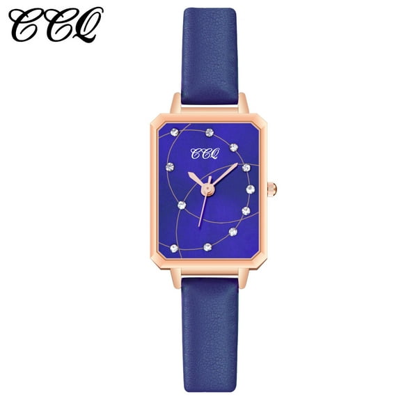 Guodhu Womens Square Quartz Wrist Watch Mini Ultra-Thin Elegant Simple Watches with Leather Strap Analog Watches for Women Ladies Students