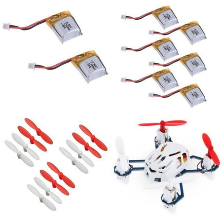 HobbyFlip BNF ONLY(NO RADIO) 3.7v 100mAh LiPo Batteries(8) Propellers(12pcs) Compatible with Hubsan Nano Q4 H111