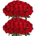 thumbnail image 1 of Rosas rojas artificiales Jefuzh para decoración de bodas, 50 unidades, 1 of 7