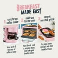 thumbnail image 3 of Nostalgia 3-in-1 Retro Breakfast Station - Includes 5 Cup Coffee Maker, Non-Stick Ceramic Griddle, and 4-Slice Toaster Oven - Built-In Timer, Reusable Coffee Filter, Space-Saving Design - Pink, 3 of 9