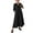 Black, variant on Miqool Womens Plus Size Cotton Linen 3/4 Sleeve Maxi Dress V Neck Pleated Casual A Line Flowy Long Dress Cocktail Dresses with Pockets