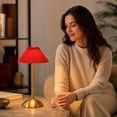 thumbnail image 7 of Cordless Pleated Table Lamp, Rechargeable Vintage Bedside Lamp, Portable Fabric Shade Night Light for Bedroom Dining Room Home Decor, 7 of 7