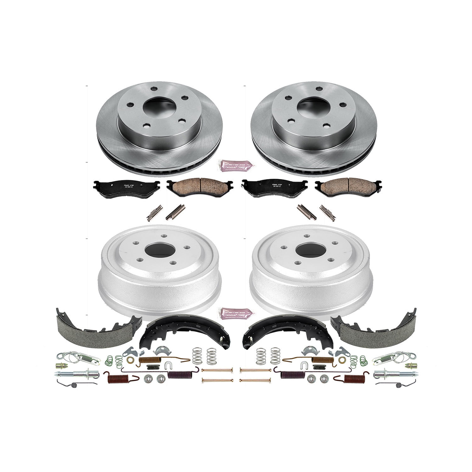 Power Stop Front and Rear Stock Replacement Drum and Shoe Kit KOE15166DK