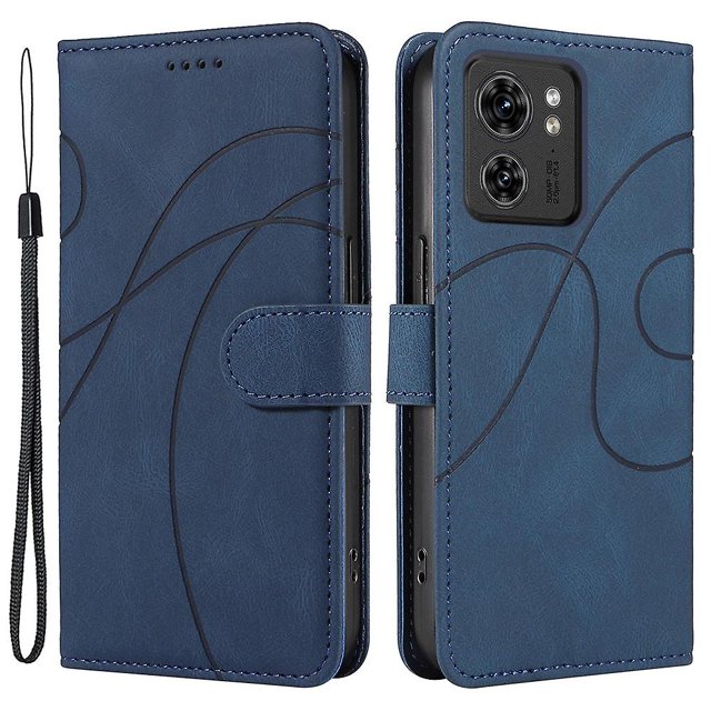KAIYANG Funda para teléfono móvil Motorola Edge 40 5G, antiarañazos, de piel sintética, con estampado de líneas, estilo E, para Motorola Edge 40 5G, color azul