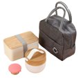 thumbnail image 1 of Portable Japanese Bento Box with Natural Bamboo Lid (Serving as Plate/Tray/Cutting Board), Stackable PP Compartments, Dishwasher-Safe, Food-Grade Material - Includes Matching Insulation Bag, Perfect, 1 of 6