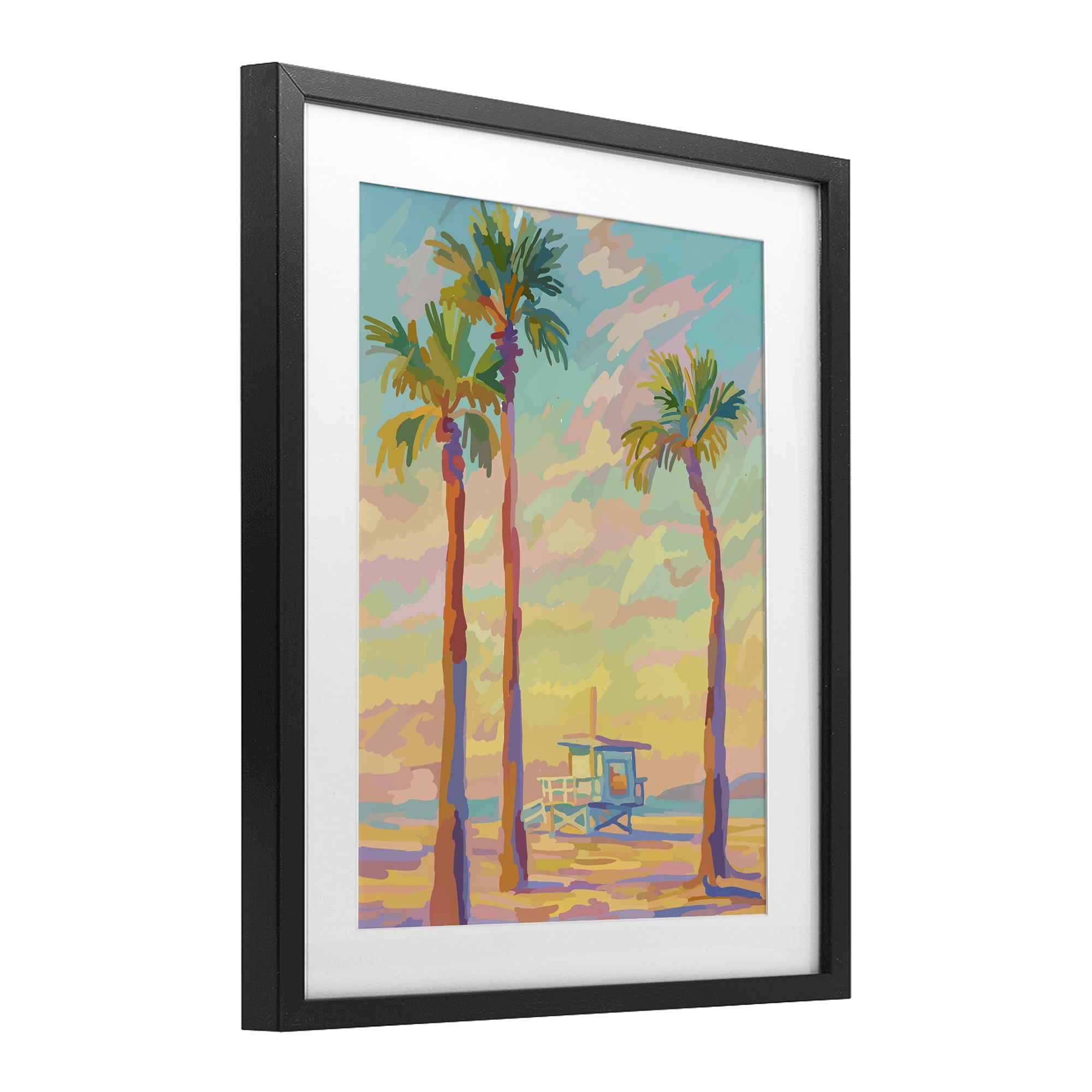 Stupell Industries Beachside Palms Abstraction Black Framed Print Under Glass, design by Amelia Noyes