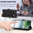 thumbnail image 5 of Leather For Google Pixel 9 Pro/10 Pro XL Case Tulip Embossed 5-card  Flip Wallet Leather Case with Card Holder Magnetic Closure ,Detachable Wrist Strap,Shockproof Phone Cases Cover,Black, 5 of 9