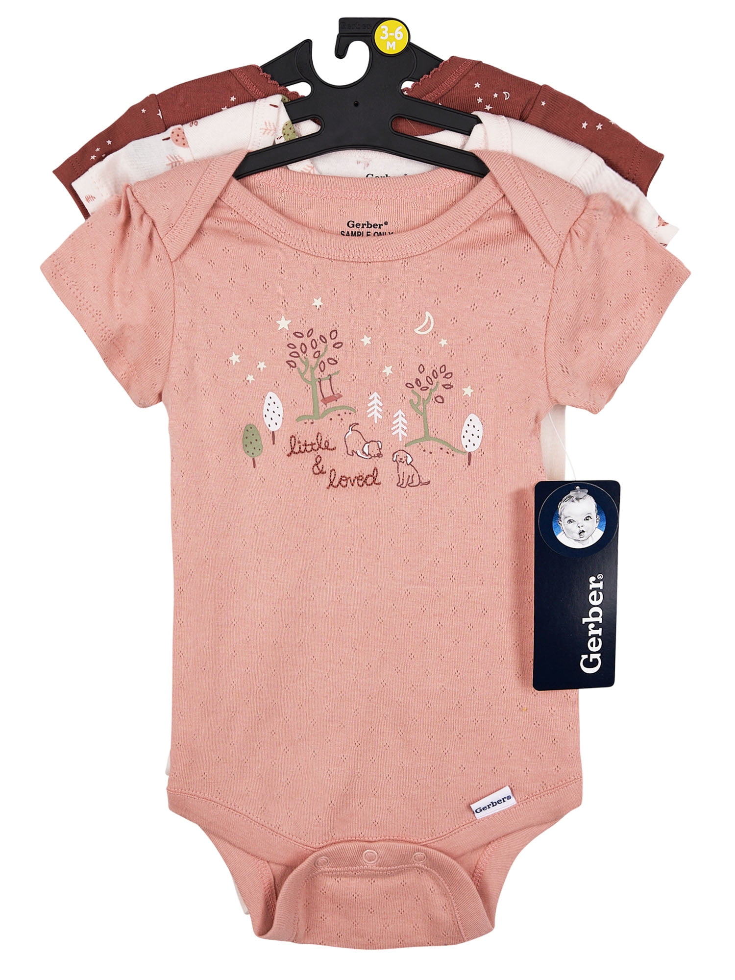 Gerber Baby Girl Short Sleeve Bodysuits, 3-Pack, Sizes Preemie - 12 Months