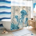 thumbnail image 5 of No Hook Shower Curtain, Teal Jellyfish Coastal Shower Curtains for Bathroom with See Through Top Window, Vintage Summer Beach Nautical Waterproof & Washable Bath Curtain Stall 48"x72", 5 of 9