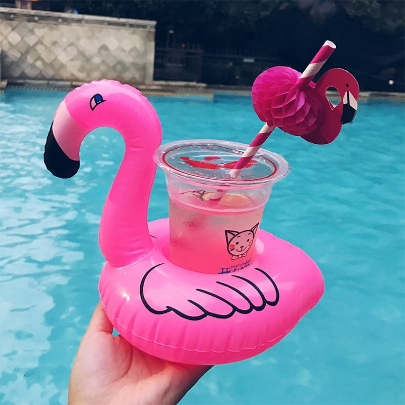 4Pcs Inflatable Coasters Flamingo Pink Float Cup Holder Custom For Swimming Pool 