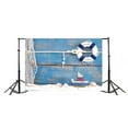 thumbnail image 2 of GreenDecor Photography On Board Backdrop 7x5ft Plank Swimming Ring Sail Boat Starfish Seashell Mesh Grid Children Baby Kids Photographic Background Portraits Shooting Props, 2 of 5