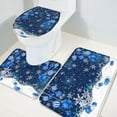 thumbnail image 2 of Blue Christmas Balls Bathroom Rug Set - 3 Piece Non Slip U Shape Snowflake Contour Toilet Rug for Large Bathroom Floor Decor, 2 of 8