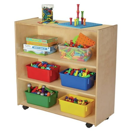 Childcraft Mobile Open Adjustable Shelving Unit with Locking Casters  3 Shelves  35-3/4 x 14-1/4 x 36 Inches