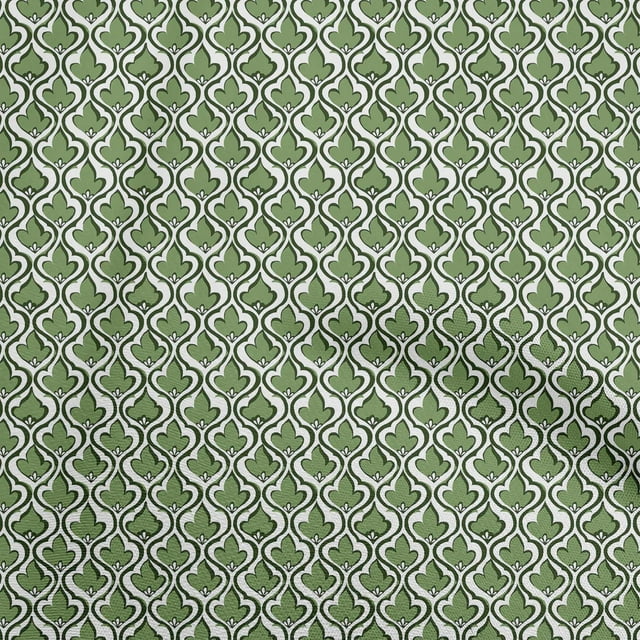 oneOone Cotton Poplin Green Fabric Ogee Craft Projects Decor Fabric Printed By The Yard 56 Inch Wide