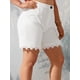 thumbnail image 1 of Pantalones cortos de panel de encaje de cintura altas Rosegal Pantalones cortos de talla grande, 1 of 5