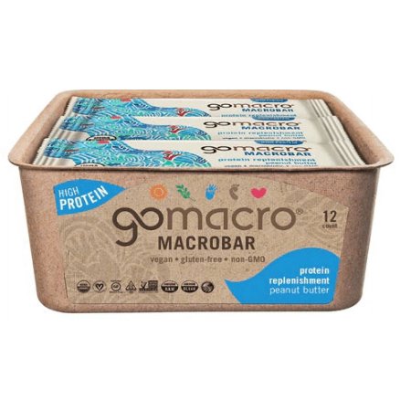 Go Macro Organic Macrobar Gluten Free Protein Purity Peanut Butter - 12 Bars Pack of 4
