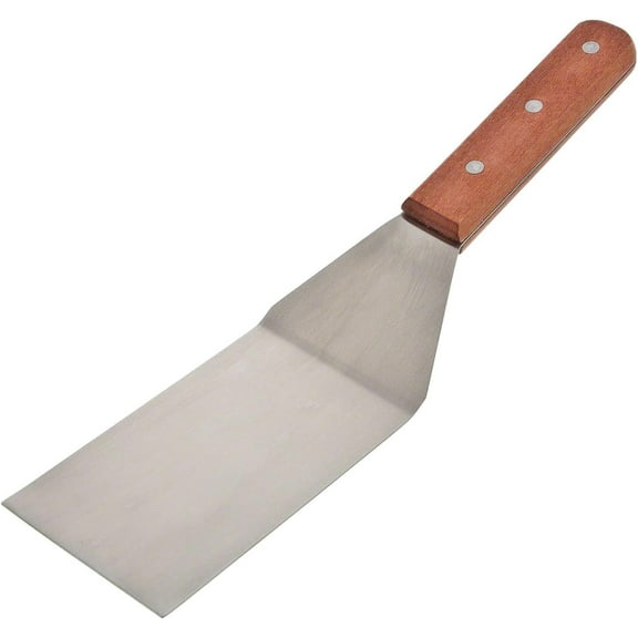 TrueCraftware- 7-1/2" x 3” Metal Griddle Spatula Turner Stainless Steel with Wooden Handle- Spatula Hamburger Turner Scraper Pancake Flipper Great for BBQ Grill and Flat Top Griddle Commercial Grade