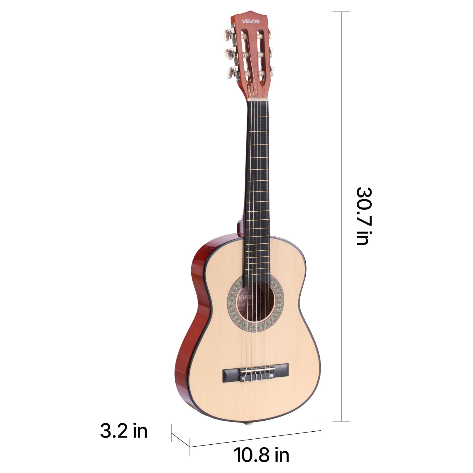 VEVOR 30in Classical Guitar,Wood Guitar Starter Kit for Beginners, with Nylon Strings, Gig Bag, Strap, Tuner, Extra Strings, Picks, Capo, Basswood,for Kids Girls Boys Students, Natural