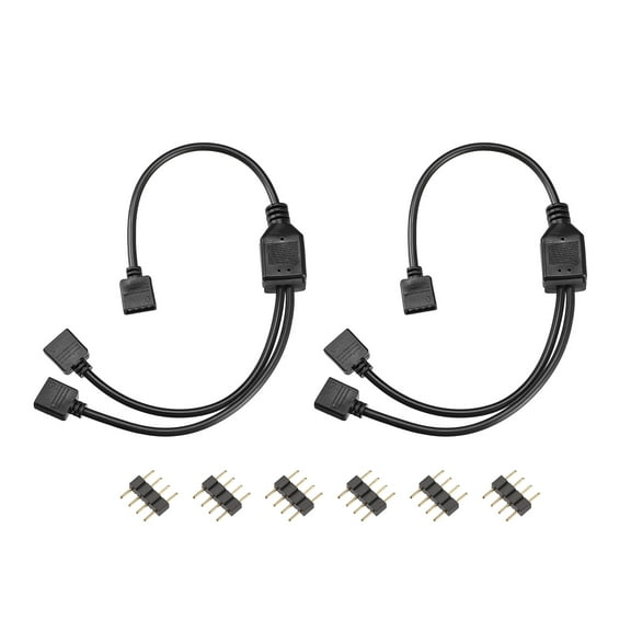 Uxcell RGB LED Light Connector 4 Pin 1 to 2 Female Splitter Cable Black 2Pcs