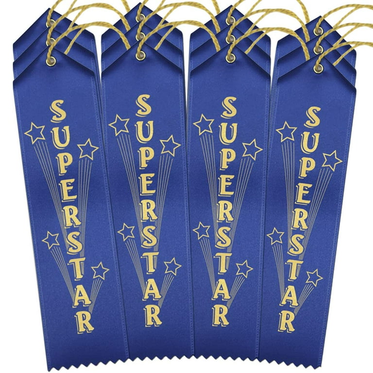 RibbonsNow Superstar Award Ribbons – 300 Blue Ribbons with Card & String 