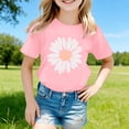 thumbnail image 2 of FASHOFT Girls Shirts Fashion Sunflower Floral Printed Crew Neck Short Sleeve Soft Sweet Kids Daily Casual Tops Girls Summer Tops Light Pink 10-11 Years, 2 of 5