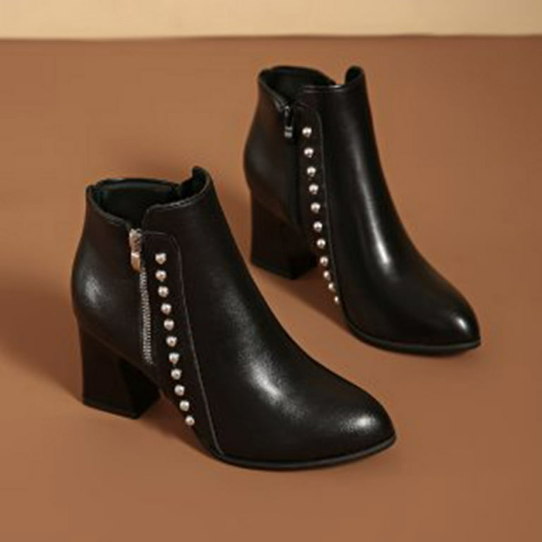 Ankle Boots for Women Low Top Zip up Retro Leather Chelsea Booties