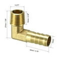 thumbnail image 2 of Brass Barb Hose Fitting 90 Degree 10mm Barbed x 1/4 PT Male Pipe Connector, 2 of 5