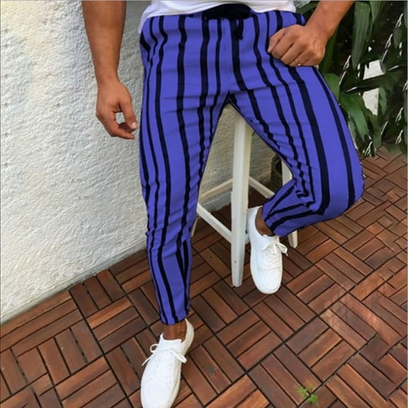 pxiakgy jeans for men sports casual pants long waist trousers pocket bodybuilding striped men flexible men's pants men casual pants blue l