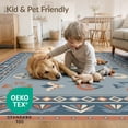 thumbnail image 4 of ODIKA 4'x6' Blue Coral Geometric Patterned Design Washable Area Rug Eclectic Shapes with Intricate Borders Pet Friendly, Non-Shedding for Bedroom, Reading Nook, 4 of 6