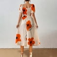 thumbnail image 6 of ALLLIST Spring Womens Dresses off The Shoulder Floral Sundress Orange Fashion Side Slit Cocktail Outfits for Women, 6 of 8