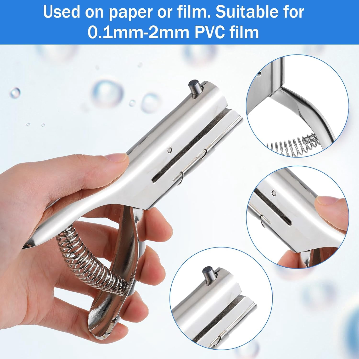 ABPETE 2 Inch Single Hole Punch, Heavy Duty Zinc Alloy 1/4 Inch Hole Puncher, Portable Hand Long Paper Hole Punch for Scrapbook ID Cards Plastic Cardboard