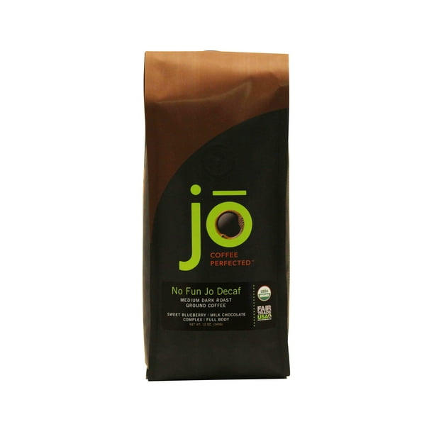 NO FUN JO DECAF Organic Decaf, MediumDark Roast, Ground Coffee, 12 oz