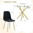 thumbnail image 2 of SUDICA 4 Piece Dining Table Set, 36.6 inch Round Tempered Glass Table with Black Chairs and Gold Metal Legs for Dining Room, 2 of 7