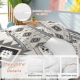 thumbnail image 3 of Gray Beige Boho Duvet Cover Set, Ethnic Tribe Southwestern Vintage Soft Duvet Cover Queen Size Bedding Set 4 Pieces, 1 Quiltcover and 2 Pillowcases with Zipper, 1 Bed Sheet for All Seasons, 3 of 9
