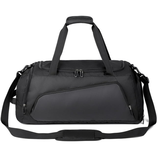 Bolsa de viaje para hombre de gran capacidad con separación de ropa húmeda y seca, compartimento independiente para zapatos y bolsa deportiva impermeable (gris)
