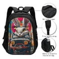 thumbnail image 3 of Xecao Vibrant Bunny Ride for Travel Laptop Backpack, USB-Charging-Enabled, Spacious Business Backpack for Men and Women,College School Computer Bag, 3 of 7