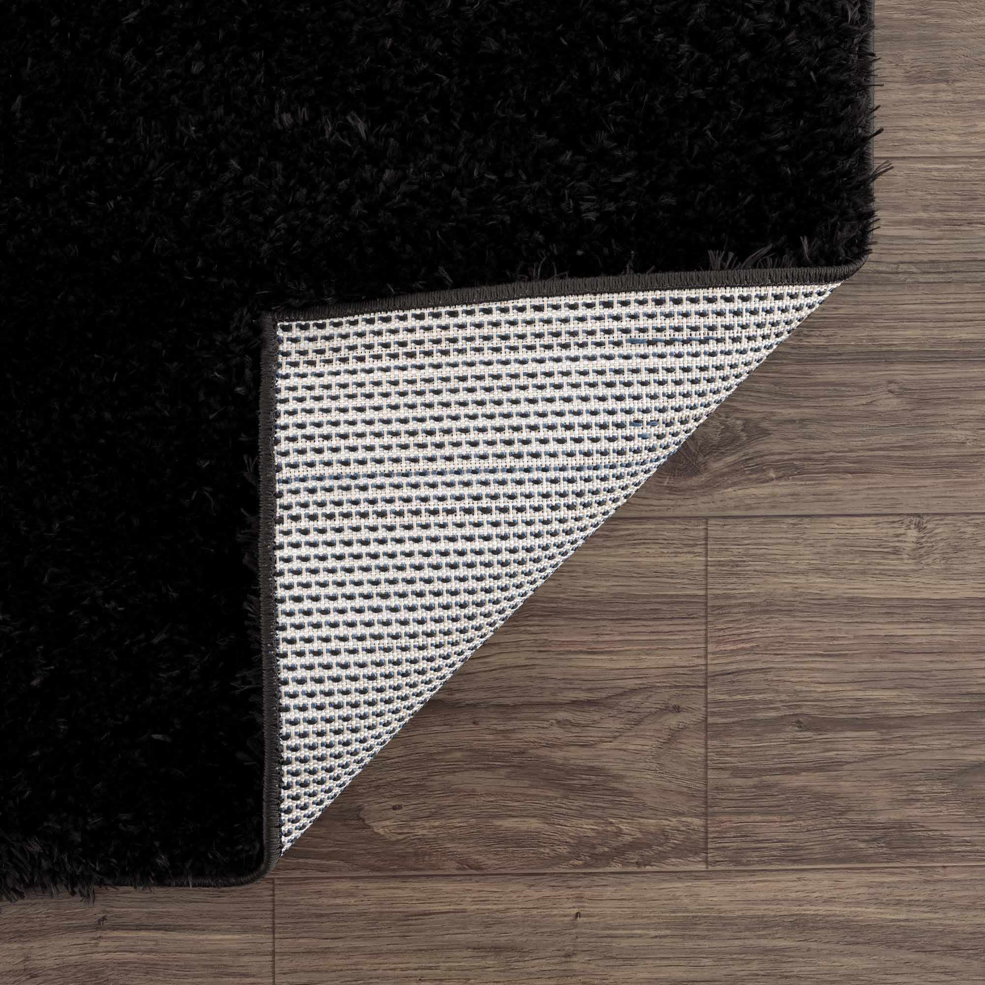 Hauteloom Faina Living Room, Bedroom Machine Washable Area Rug - Farmhouse - Plush Pile - Black - 8'10" x 12'