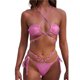 thumbnail image 1 of TaTaai Women's Diamond Trim Two Piece Swimsuit, Patchwork Bikini Set with Adjustable Ties, Fashion Beach Attire for Vacation, Summer Holiday and Poolside Gift, 1 of 4