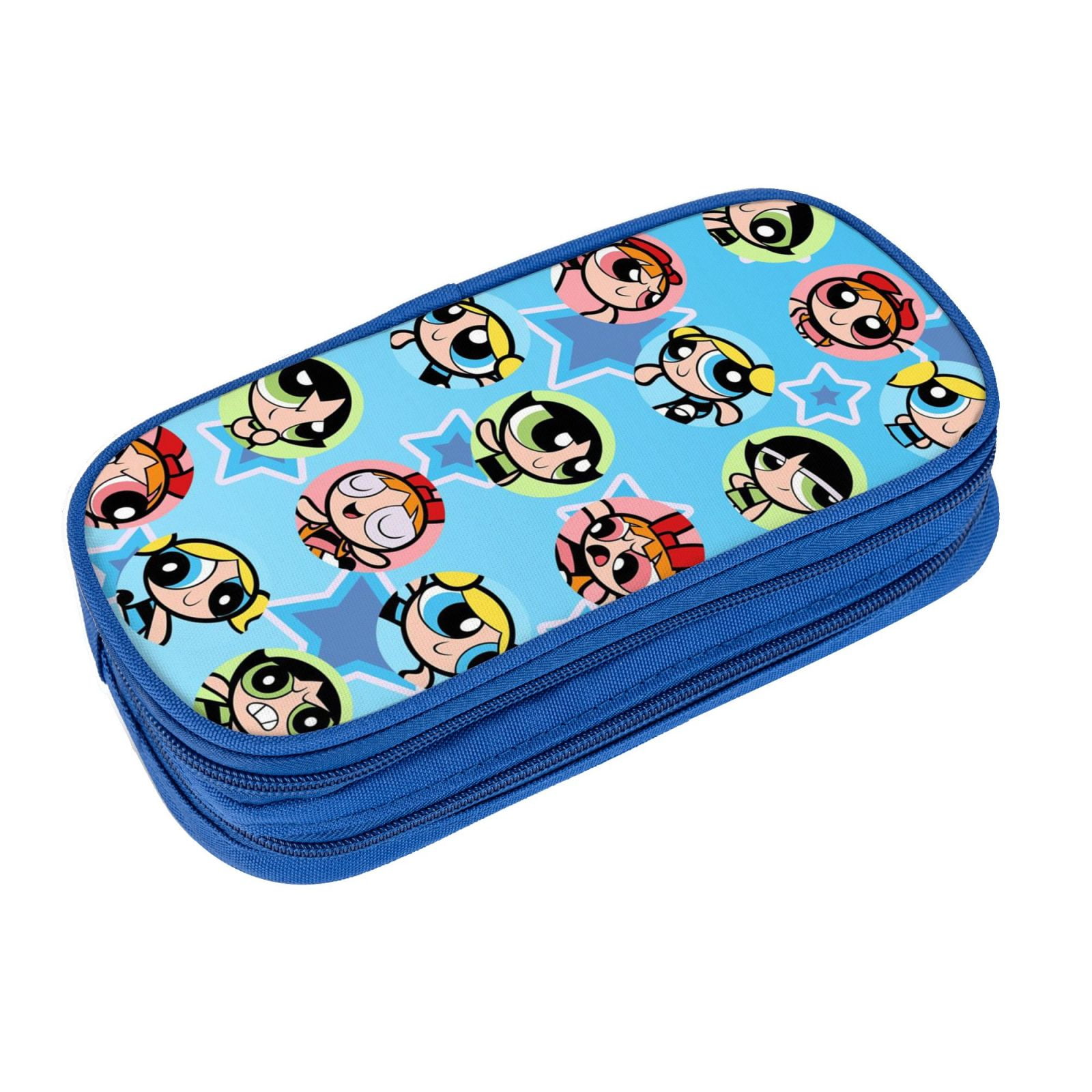 The Powerpuff Gi-rls Pencil Case Large Capacity Pencil Pouch Penbag Office Stationery Organizer Travel Makeup Bag Blue