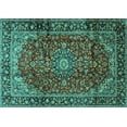 thumbnail image 1 of Ahgly Company Indoor Rectangle Medallion Turquoise Blue Traditional Area Rugs, 2' x 3', 1 of 4