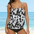 thumbnail image 4 of Gibobby Conjunto de traje de baño de bikini Sujetador deportivo cruzado para mujer, ropa de playa con estampado Vintage, conjunto de Bikini para nadar, t(Negro,CH), 4 of 5