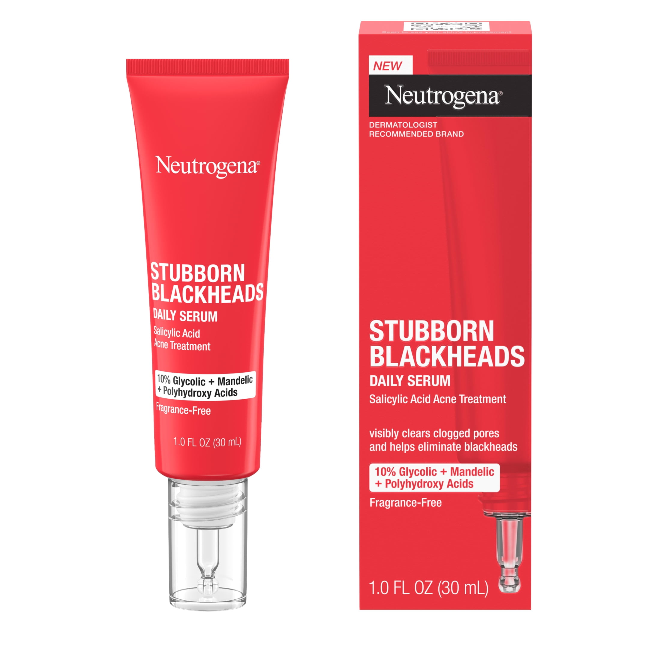 Neutrogena Stubborn Blackheads Daily Serum Fragrance Free 1 fl oz product package
