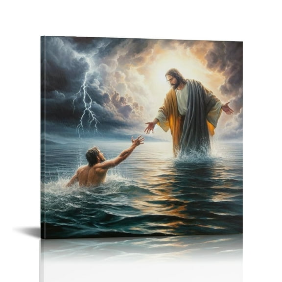 Jesus Give Me Hand wall art decor Christian wall art, Jesus Canvas Wall Art Print ，Jesus Decorations Religious Christian Gifts for Church Prayer Room Living Room Home Decor Gift Wooden Framed