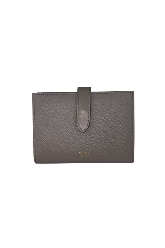 Pre-Owned CELINE Medium Strap Wallet (10B643BFP) - Greige Leather Women's Bi-fold