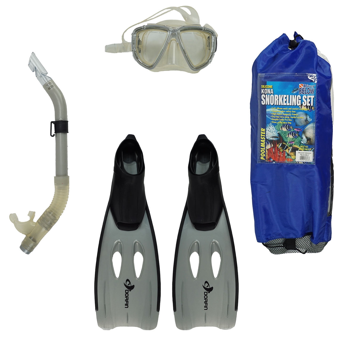 New Poolmaster Pro Dry Top-Purge Skin Diving Snorkel . assorted colors 